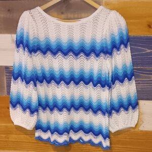 Lilly Pulitzer Gypsy Wave Sweater Blue and White S